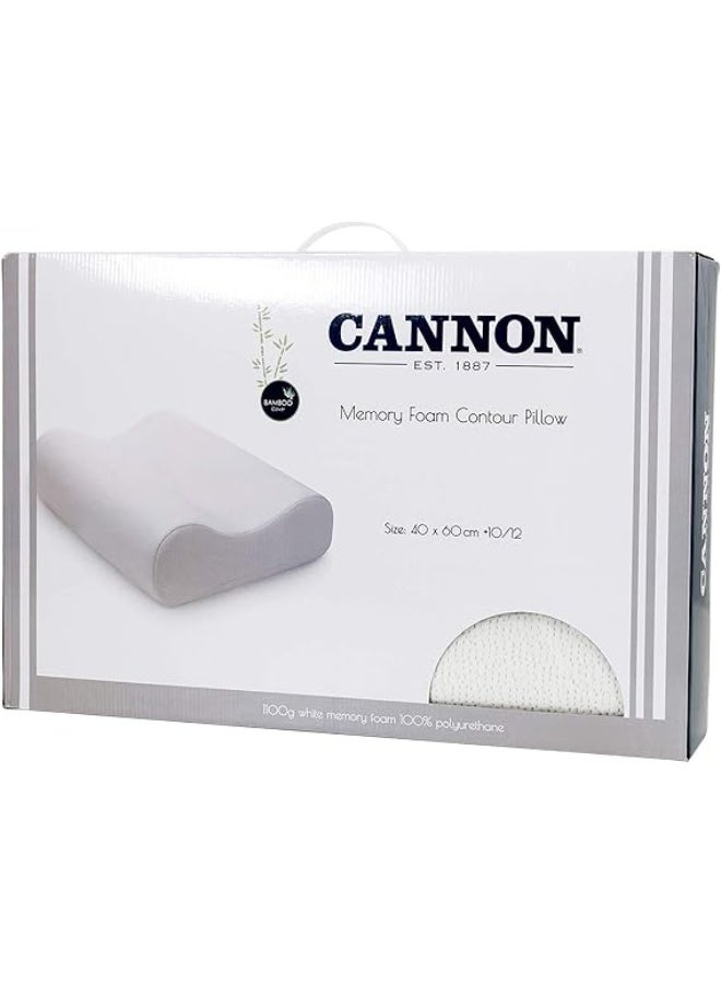 Cannon وسادة كانون من فوم الذاكرة، بيضاء، شكل مريح، غطاء قابل للغسل، قماش قابل للتنفس. - Image 1